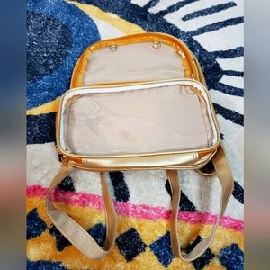 Brand new gold ita clear pin backpack with kawaii chain